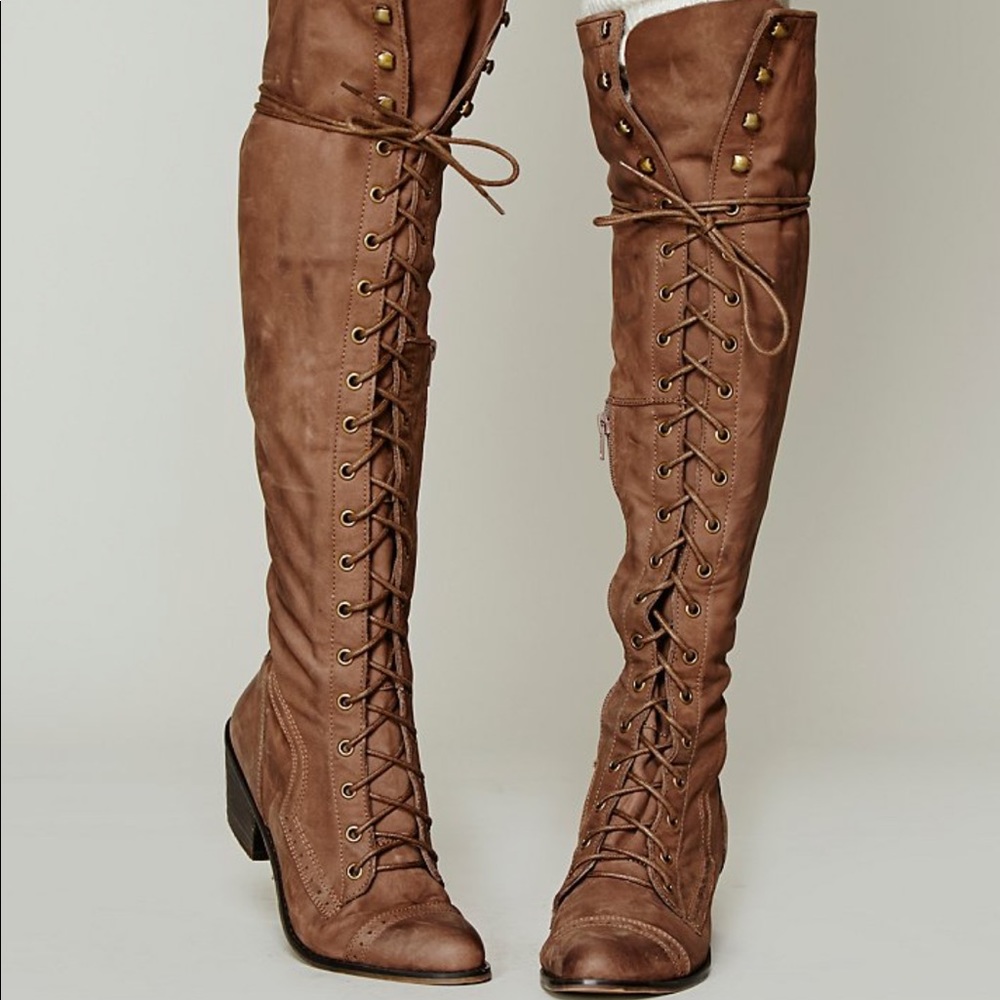 Jeffrey Campbell x Free People Joe Lace-Up Over the Knee Boots